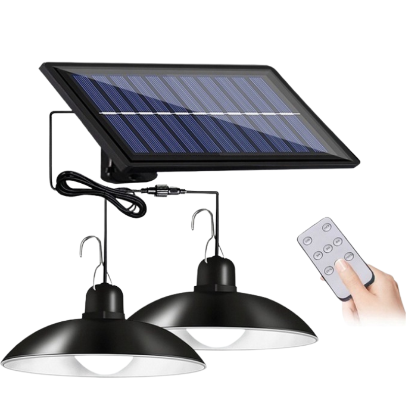 Lampe solaire suspendue double